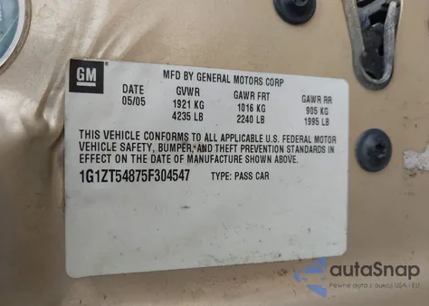 2005 Chevrolet Malibu Ls from USA, damaged, VIN 1G1ZT54875F304547